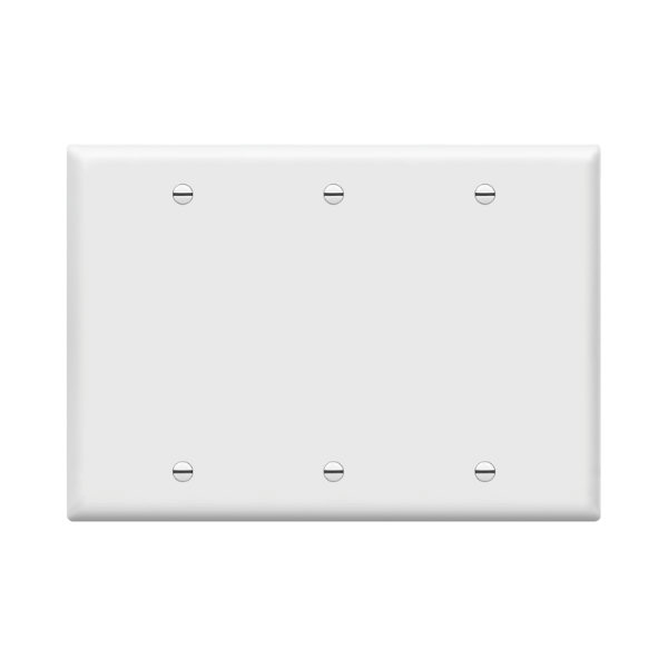 3-Gang Blank Plastic Wall Plate (White)