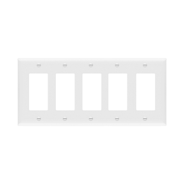 5-Gang Decorator Wall Plate (White)