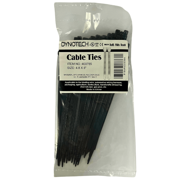 Cable Ties 4.8" x 8" Black 100 Pieces