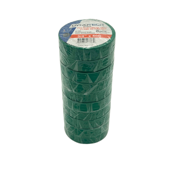 Electrical Tape 3/4” x 60ft (10-Pack) GREEN