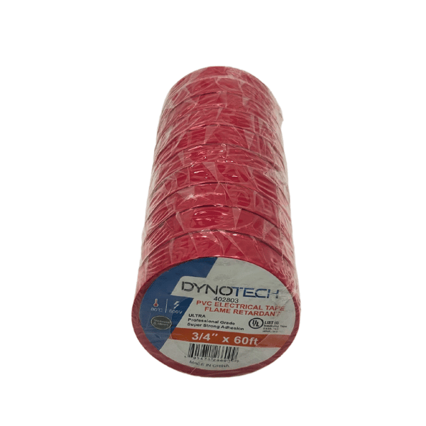 Electrical Tape 3/4” x 60ft (10-Pack) RED